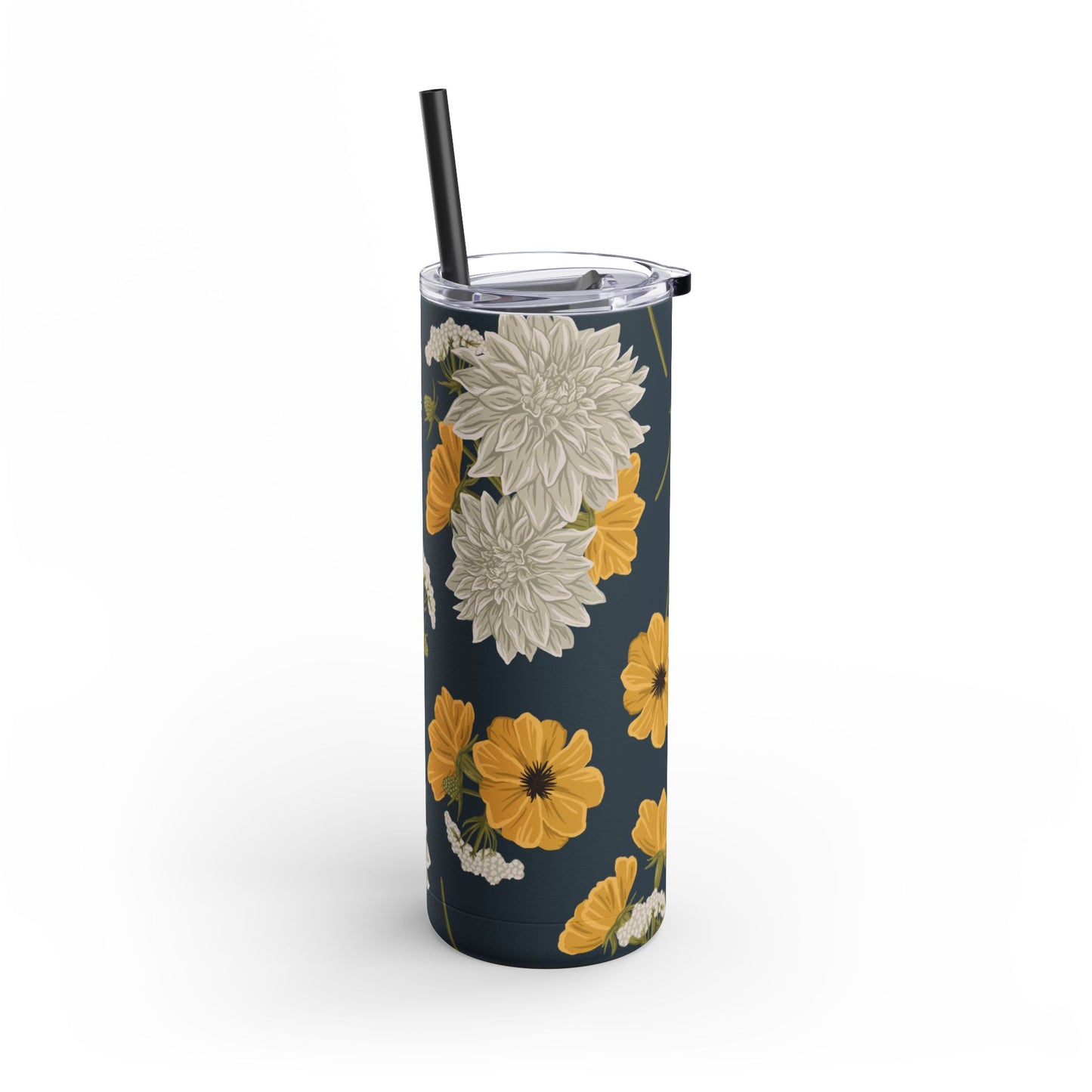 Skinny Tumbler - Buds and Blooms - Denim
