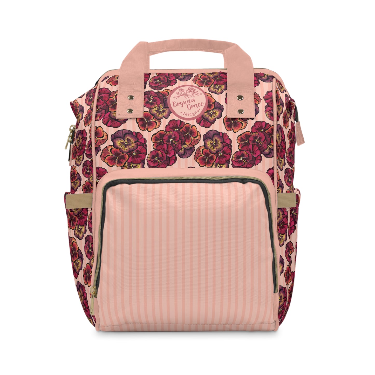 Multifunctional Diaper Bag / Backpack - Playful Pansies