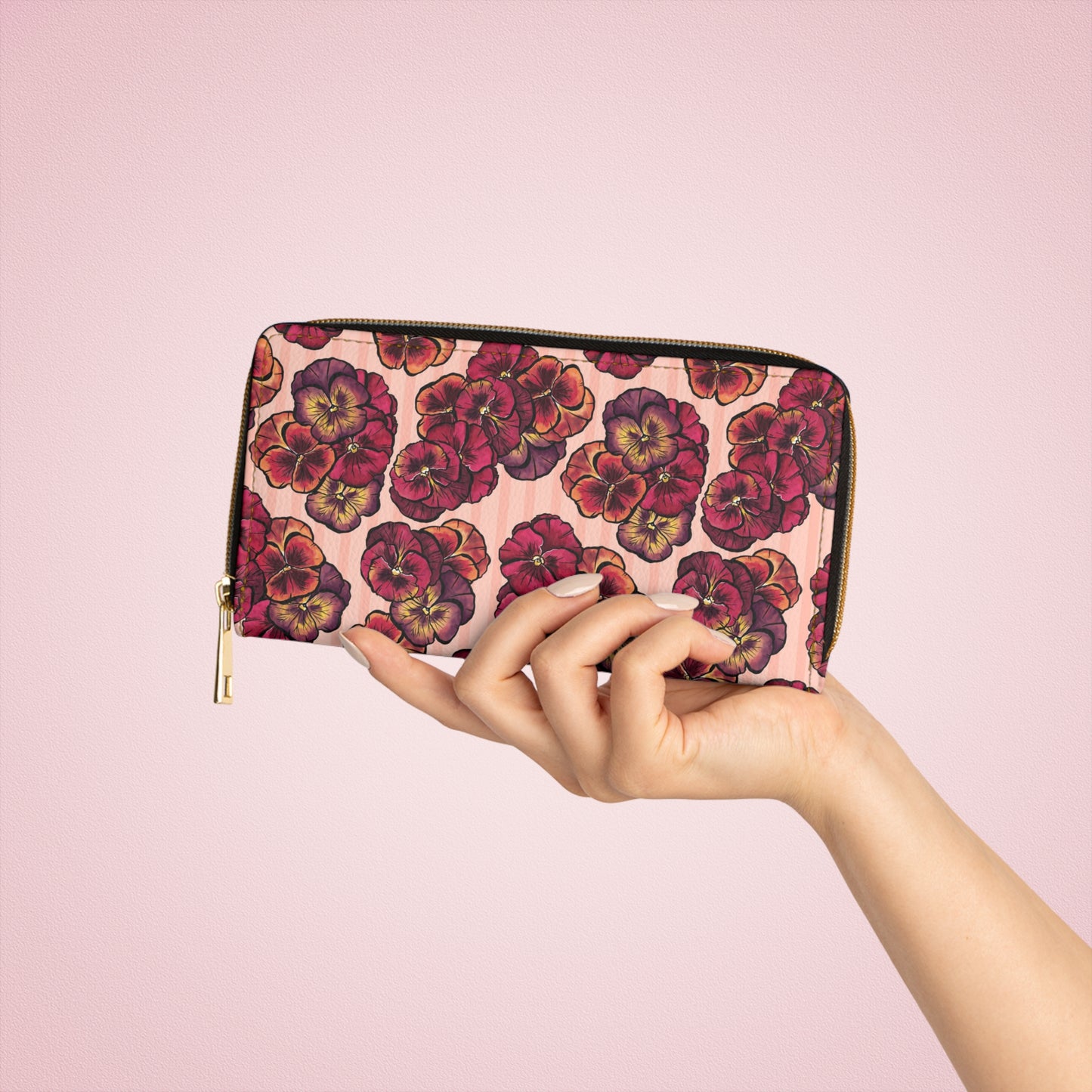 Zipper Wallet - Playful Pansies