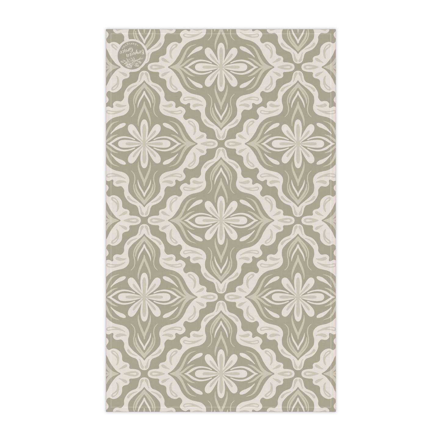 Tea Towel - Porcelain Petals - Wheat