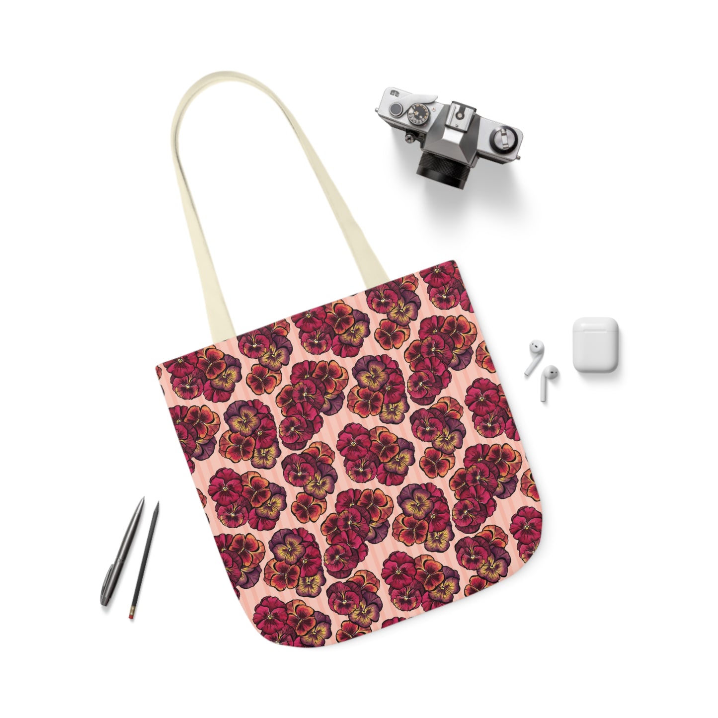 Canvas Tote Bag - Playful Pansies