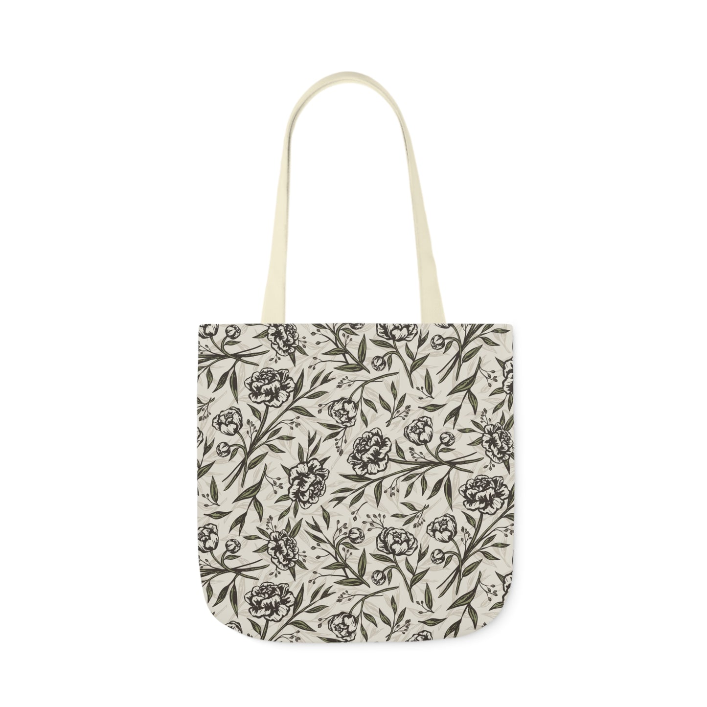 Canvas Tote Bag - Peony Bliss - Ivory