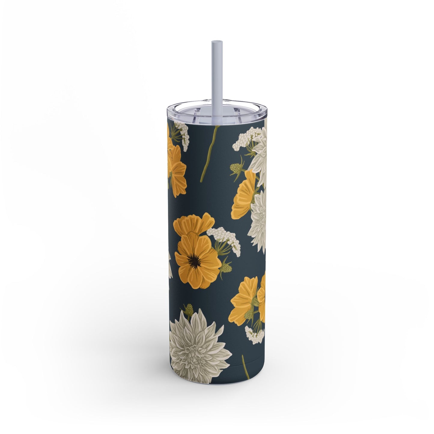 Skinny Tumbler - Buds and Blooms - Denim