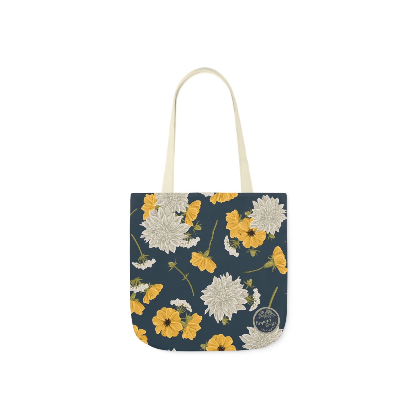 Canvas Tote Bag - Buds and Blooms - Denim