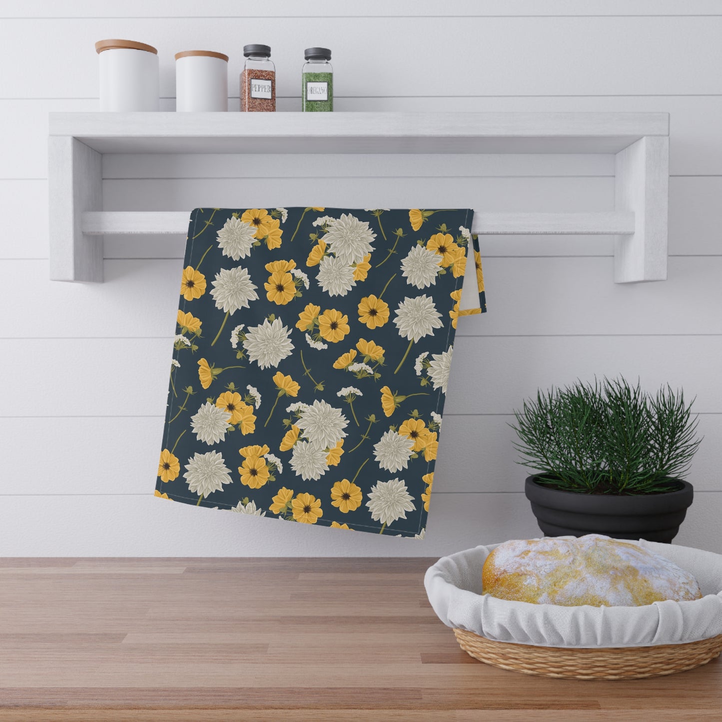 Tea Towel - Buds and Blooms - Denim